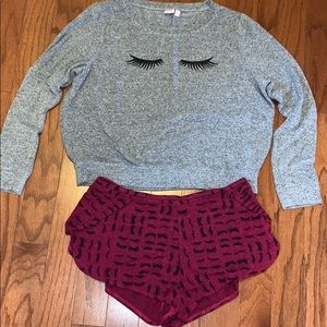 NWOT, Make + Model “Eyelashes” pajama set